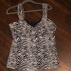 White House Black Market signature knit zebra print cami size L